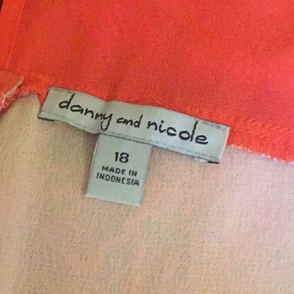 NWOT by DANNY & NICOLE in size 18 tangerine colored dress sheer top with overlay - Picture 13 of 15